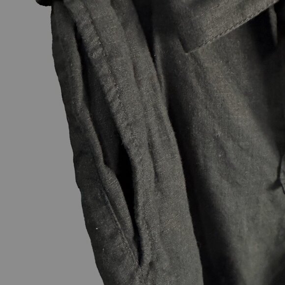 Madewell black linen blend women's size 2 paper bag waist pockets belted shorts - Picture 2 of 9